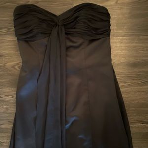 Black strapless bridesmaid dress
